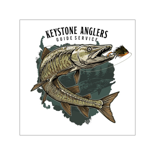 FLY GOD MUSKY APPAREL – Musky in Action Square Vinyl Sticker