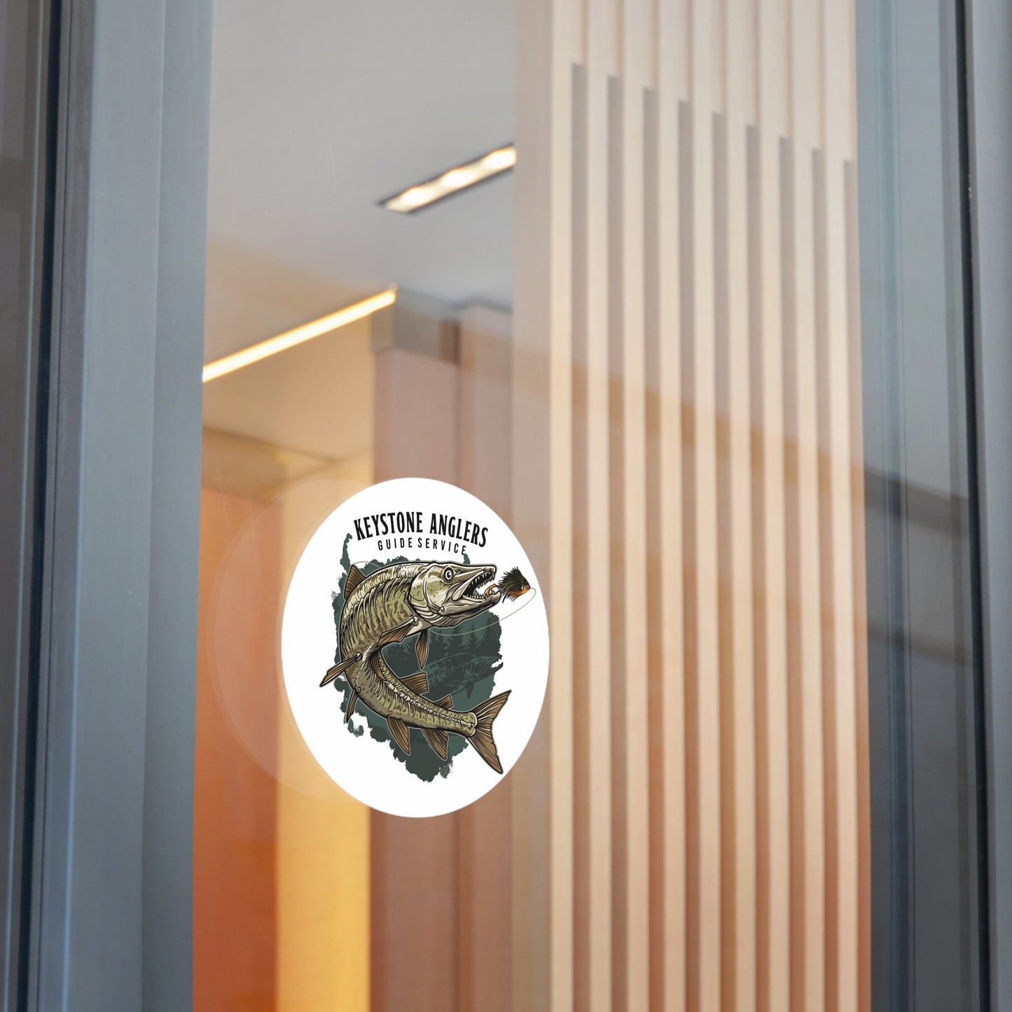 FLY GOD MUSKY APPAREL – Musky in Action Round Vinyl Sticker